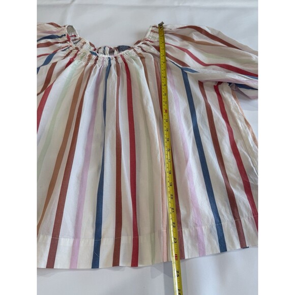 Berkley Jensen Striped Smocked Neck  Blouse Puff Sleeve Relaxed Cropped Sz XXL a - Picture 5 of 7